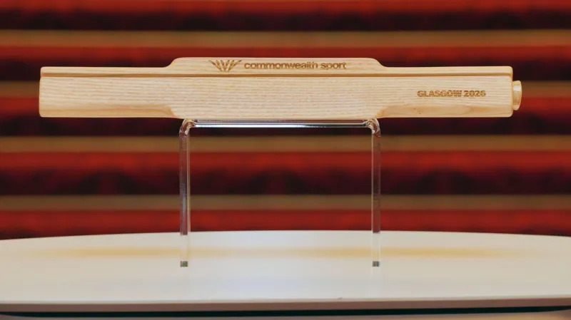 The baton is made from ash wood and has the Commonwealth Sport logo and Glasgow 2026 carved into it (Image obtained at bbc.com)