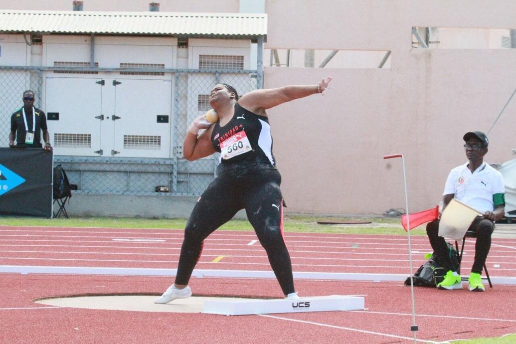 FLASHBACK: Trinidad and Tobago’s Peyton Winter, en route to silver in the girls’ U-17 shot put, during the 2024 Carifta Games, in Grenada, last March. —Photo: PAUL VOISIN (Image obtained at trinidadexpress.com)